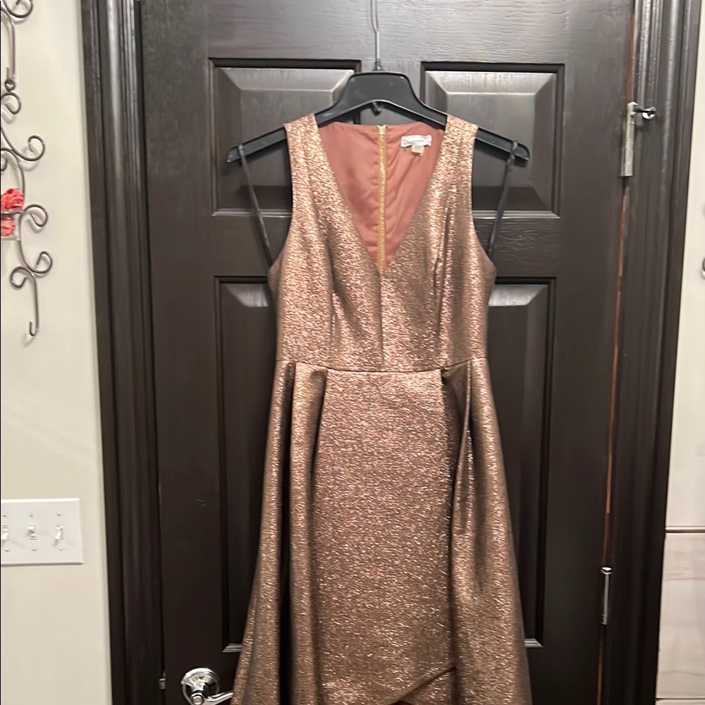 Calvin Klein bronze Gold high low size 4 Cocktail Dress